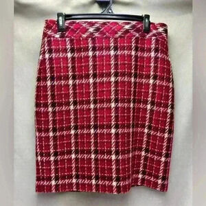 Villager Liz Claiborne Women’s Vintage Red Plaid Tweed Skirt 12 Petite